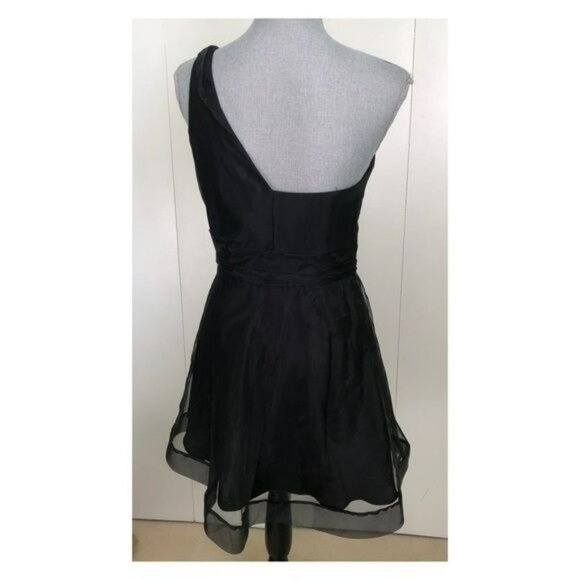 Allen Schwartz Prive One Shoulder Black Dress Size 6 - Picture 4 of 8